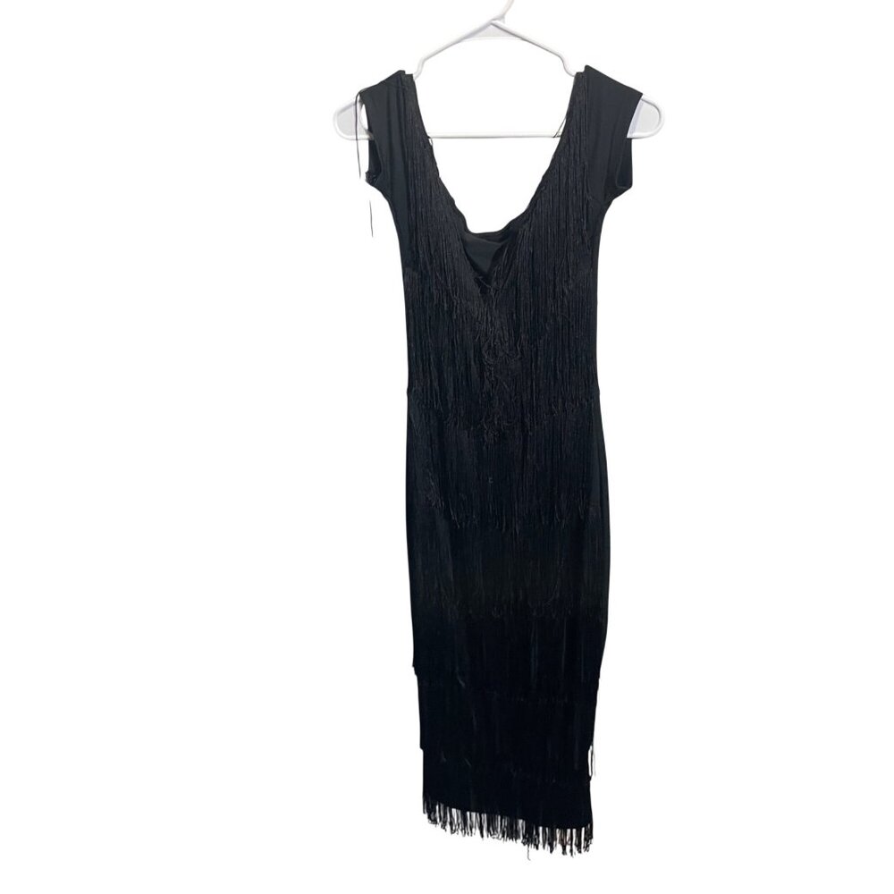 Shein BAE Womens Black Fringe Sleeveless‎ Dress US M 6 EU 38